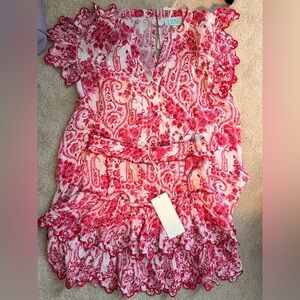 TAJ by Sabrina Pink Floral 2 piece top and skirt